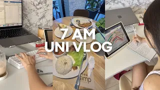 7 AM productive college vlog 🌤️ my morning routine, casual uni day at home, making coffee