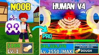 Beating Blox Fruits as Katakuri! Dough Noob to Pro Lvl 1 to Max Full Human V4 Awakening!