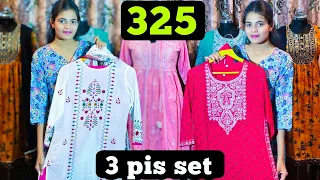 3 piece kurti pant set -jaipur wholesale kurti market