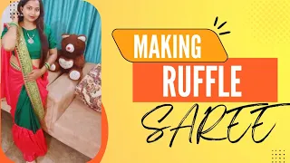 Frill Saree Cutting And Stitching |Haw to Make Ruffle/frill Saree |frill Saree design #trrending