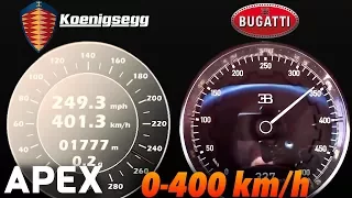 2018 Bugatti Chiron vs. Koenigsegg Agera RS - Acceleration Sound 0-100, 0-400 km/h | APEX