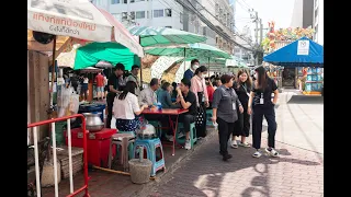 [4K] Discover street food and shopping around BTS Sala Daeng station on lunchtime