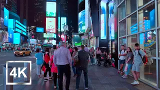 4K Walking in New York City - Times Square Nightlife - HDR - Binaural - USA