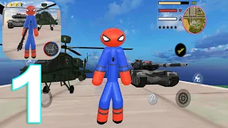Stickman Spider Rope Hero Gangstar Crime Gameplay Walkthrough Part 1 (IOS/Android)