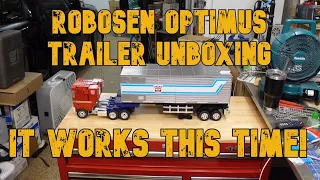 Robosen Hasbro Transformers Optimus Prime Flagship Trailer and roller unboxing, it finally works!