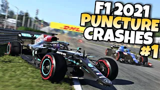 F1 2021 PUNCTURE CRASHES #1