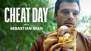 Sebastian Stan Eats a Donut Dorito Hot Dog Pizza | Cheat Day | Men's Health