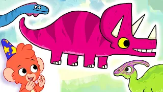 Club Baboo | LONG 1+ HOUR VIDEO | Triceratops and Spinosaurus | Learn Dinosaur Names