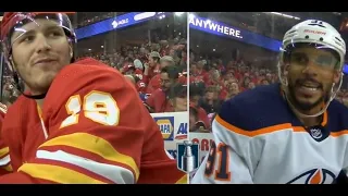 Oilers Kane Chirps Flames Tkachuk From Penalty Box