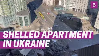 Ukrainian’s Footage Shows The Devastation Of Russian Shelling On Apartment Building