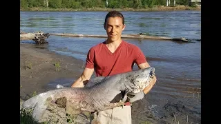 River Bank Fishing for Giant Blue Catfish - Catfishing from Shore