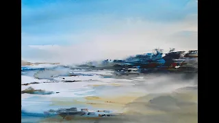 Lois' Easy 5 Minute SPONTANEOUS Loose Watercolor Landscape Painting Watercolour Seascape Tutorial