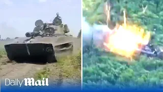 Ukraine soldiers destroy Russian armoured convoy with heavy artillery in incredible footage