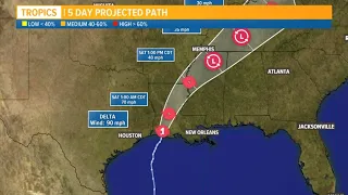 Hurricane Delta continues inland move following landfall on SW Louisiana coast