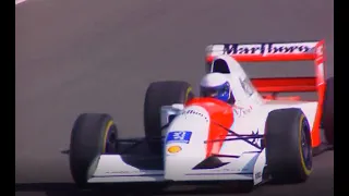 Prost testing McLaren-Peugeot MP4/9 at Estoril in 1994 (post-retirement)