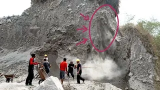 The Collapse Of The Sand Cliff On The Right Caused Thick Smoke
