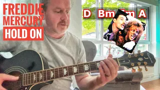 Hold On - Freddie Mercury & Jo Dare acoustic Guitar Lesson (Song Chords Sheet)