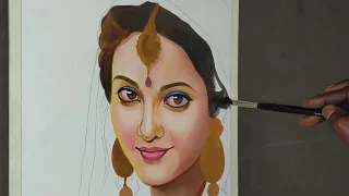 how to draw acrylic potrait painting # step by step easy PART -1 # youtube video #