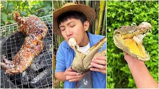 Can crocodiles eat their whole body? | Chinese Mountain Forest Life and Food #Moo Tik Tok#FYP