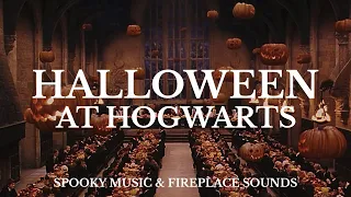 HALLOWEEN AT HOGWARTS 🎃 Spooky Music & Fireplace Sound - 1 hour | Harry Potter Music & Ambience