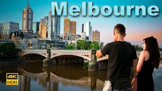 Melbourne Sunset Walking Tour along Yarra River | 4K HDR