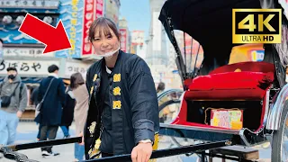 A cute Japanese girl Alale-chan guided me around the Shinsekai by rickshaw😊| Osaka