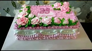 Торт на юбилей для женщины. Кремовый торт на 35-летие.