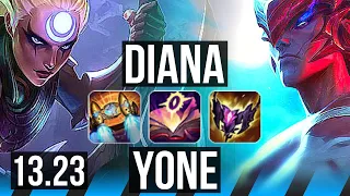 DIANA vs YONE (MID) | 9/1/7, 1.2M mastery, Legendary, 400+ games | KR Master | 13.23