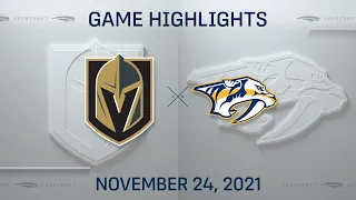 NHL Highlights | Golden Knights vs. Predators - Nov. 24, 2021