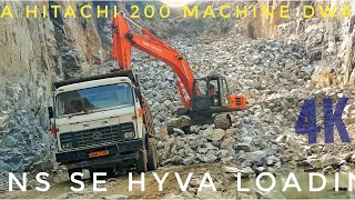 पोकलेन मशीन 200 द्वारा पत्थर माइंस से  हाइवा लोडिंग#Tata hitachi 200 machine dwara  Hyva loading#