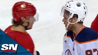 Edmonton Oilers And Calgary Flames Exchange Handshakes Following Their Five-Game Series