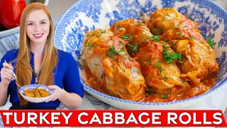 How to Make Easy Turkey Cabbage Rolls | with creamy tomato sauce!