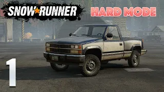 SnowRunner Hard Mode [S01E01] Scenario outline & first truck