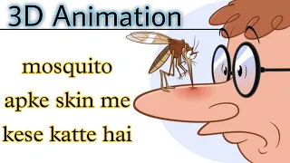 3d animated short mosquito bite in skin