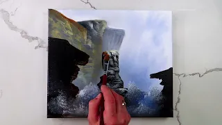 Ocean Rock Formations | Splashing Waves | acrylic seascape painting demo