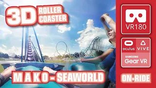 MAKO VR Roller Coaster VR 180 3D | VR onride POV SeaWorld Orlando montaña rusa Oculus VR360 1st row