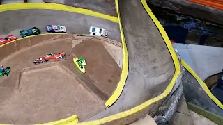 DIY fat track action. Hot Wheels running through the 360* turn at the DCMSP.