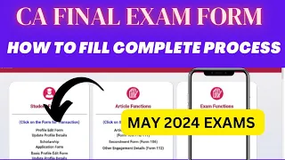 CA FINAL Exam Form Filing Process May 2024 Exam | How To fill CA final Exam form new scheme