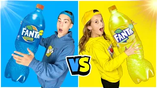 Desafíos DE COMIDA AZUL vs AMARILLA / Retos TikTok de un solo color / MIKA SOFI