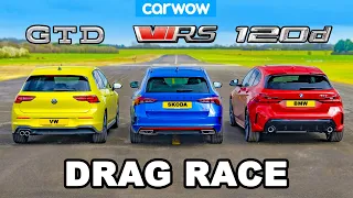 VW Golf GTD v BMW 120d v Skoda Octavia vRS: DRAG RACE