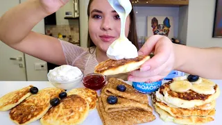 МУКБАНГ • одиночество и феминизм • сырники и блинчики со сгущенкой pancakes condensed milk Mukbang