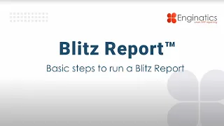 Blitz Report™ Tutorial - Running Blitz Report