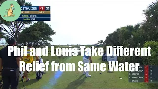 Phil Mickelson & Louis Oosthuizen Drop it Differently From Same Penalty Area - Golf Rules Explained