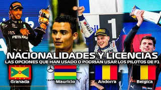 NACIONALIDADES Y LICENCIAS QUE PODRIAN USAR O USARON PILOTOS DE F1! #historiasf1