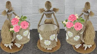 Tolong Aku!!! Keranjang Bunga Ini Berat || DIY Craft || How To Make A Flower Basket Doll With Jute