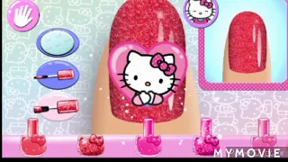 Hello kitty nail salon| red kitty design matching