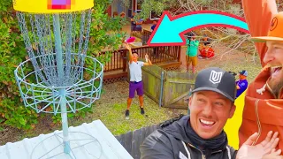 Making up RIDICULOUS SHOTS in our backyard!! Putting Game 2