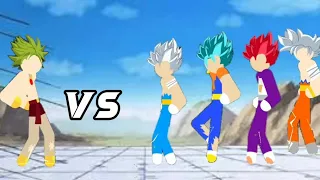 Stickman Warriors Fight - Brolly vs Vegeta Ultra Instinct, Vegito, Vegeta SSJ God, Goku MUI