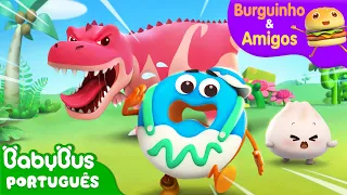 O Dino Está Vindo! 🦖 | Aventuras Alimentares | Burguinho e Amigos | Desenho Infantil | BabyBus