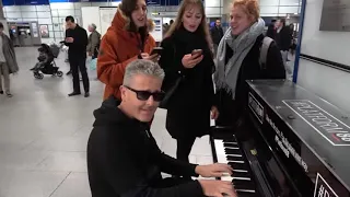 Three Girls Sing Gospel At A Public Piano